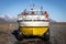 Boat used in the tour among the icebergs coming from the Skaftafellsjokul glacier in the Jokulsarlon lagoon in Iceland
