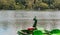 A boat waiting for tourists in the kodaikanal lake near boat house.