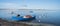 Boat in the water. Fishing boat in the calm waters of the pond of santa caterina in southern sardinia