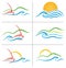 Boat Water Sunset Logo Set