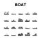 Boat Water Transportation Types Icons Set Vector