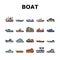 Boat Water Transportation Types Icons Set Vector