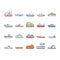 Boat Water Transportation Types Icons Set Vector .