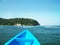 boat on the way to cliff of pangandaran beach west java indonesia