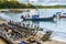 Boat wreck & long-tail boats, Phuket, Thailand