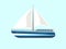 Boat or yacht isolated sail icon. Cruise vector flat yacht for ocean or sea travel