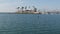 Boat or yacht sailing, Oceanside harbor, summer vacations in California USA. Seascape from sailboat.