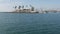 Boat or yacht sailing, Oceanside harbor, summer vacations in California USA. Seascape from sailboat.