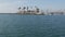 Boat or yacht sailing, Oceanside harbor, summer vacations in California USA. Seascape from sailboat.