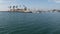 Boat or yacht sailing, Oceanside harbor, summer vacations in California USA. Seascape from sailboat.