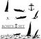 Boat, yacht, watherski, windsurfing and anchor set