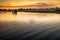 Boat on Yellow Water billabong at dawn, Northern Territories, Au