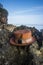 boater hat on reef beach summer holiday