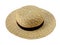 Boater straw hat flying isolated on white background