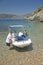 Boaters in Mediteranean near Villefranche sur Mer, French Riviera, France