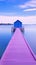 boathouse at the end of pier, purple home and lake concept, generative AI