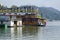 Boathouse floating near the lakeshore