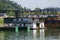 Boathouse floating near the lakeshore