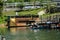 Boathouse floating near the lakeshore