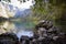 Boathouse at lake Obersee in Bavaria, Germany