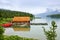 Boathouse on mountain lake