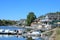 Boathouse row is ready and waiting for the rowing races to begin on the river,