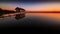 Boathouse in Stegen at the Ammersee at sunset in Bavaria Germany