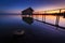 Boathouse in Stegen at the Ammersee at sunset in Bavaria Germany