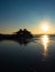 Boathouse at sunset