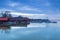 Boathouses at daybreak, Lake Ammersee