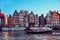 Boathouses and old houses in Amsterdam