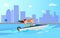 Boating Activity in Summer Vector Illustration