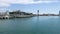 Boating along Rambla del Mar boardwalk at Barcelona Port Vell