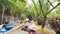 Boating on a dirty river in the Mekong Delta, Vietnam