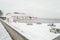 The boating pool building in Ramsgate covered in snow