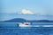 Boating on Puget Sound under Mt Baker