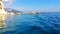 Boating trip along the rocks in Greece