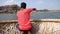 Boatman rowing on the Tungabhadra River in Hampi, India