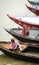 Boatmen waiting passengers on Ganges river in Varanasi, India