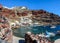 Boats at Amoudi port of Oia town on Santorini island