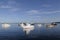 Boats at anchor in calm water at Princess Bay, Portland Island, British Columbia, Canada