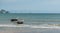 Boats at anchor with island in the background