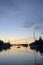 Boats at anchor in Princess Bay at sunset, Wallace Island, Gulf Islands, British Columbia