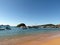 Boats anchored in the clear, placid waters of BÃºzios Bay