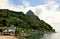 Boats anchored at the harbor of Soufriere