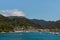 Boats anchored at Picton marina in New Zealand