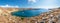 Boats anchored in small rocky bay near Lindos â€“ panoramic Rhodes, Greece