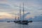 Boats Anchored in Sorong Harbor at Sunrise