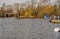 Boats, anglers and dog walkers enjoying Wroxham Park, Norfolk