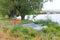 Boats on the bank of lake alexandrina in new zealand